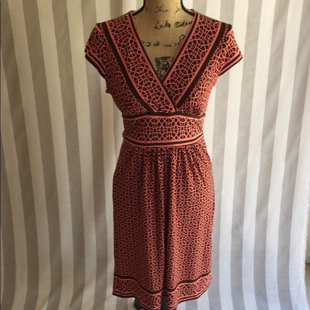 Pink and brown cap sleeve dress